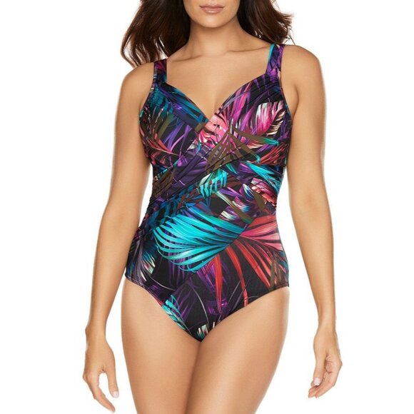 Miraclesuit Women’s Size 8 Mystical Palms One Piece Underwire Swimsuit Jungle - Picture 1 of 9